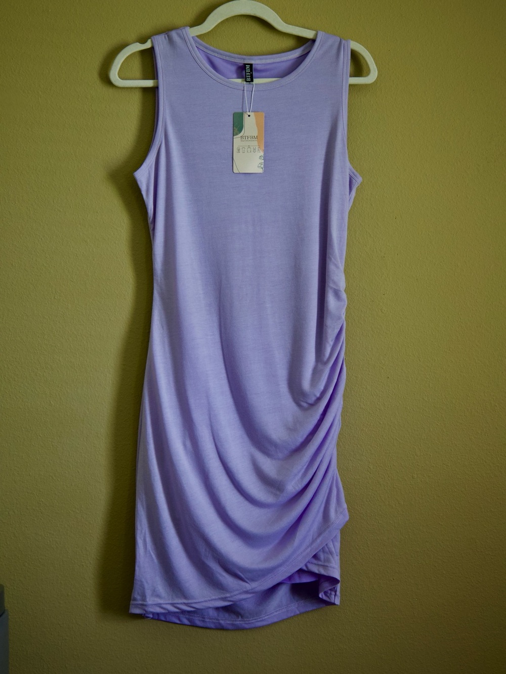 NWT BTFBM Lavender Ruched Side Bodycon Tank Dress Medium